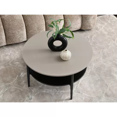 Kulatý konferenční stolek TODOR - béžový / černý