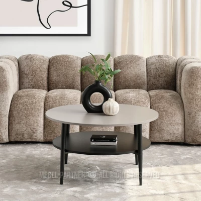 Kulatý konferenční stolek TODOR - béžový / černý