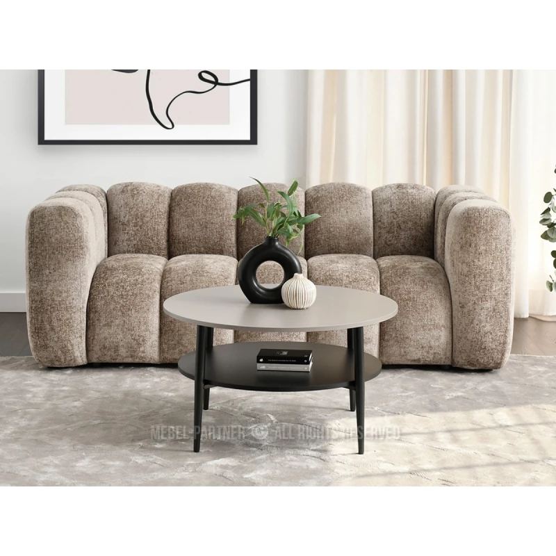 Kulatý konferenční stolek TODOR - béžový / černý