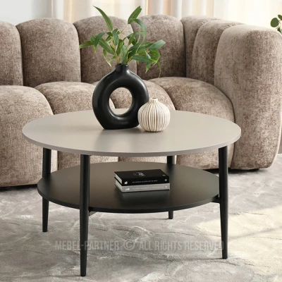 Kulatý konferenční stolek TODOR - béžový / černý