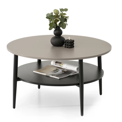 Kulatý konferenční stolek TODOR - béžový / černý