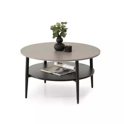 Kulatý konferenční stolek TODOR - béžový / černý