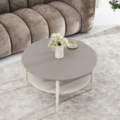 Kulatý konferenční stolek TODOR - béžový / krémový