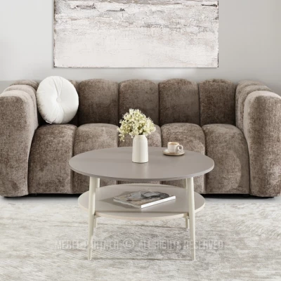 Kulatý konferenční stolek TODOR - béžový / krémový