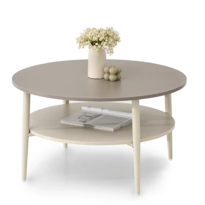 Kulatý konferenční stolek TODOR - béžový / krémový