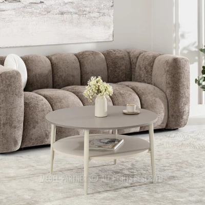 Kulatý konferenční stolek TODOR - béžový / krémový