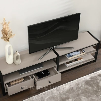 Televizní stolek ROMER - béžový / černý