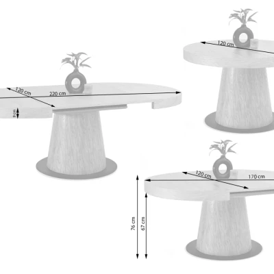 Kulatý rozkládací stůl 120(220)x120 TOPAZ - ořech / černý