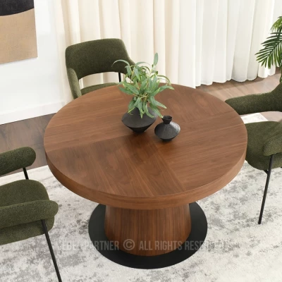 Kulatý rozkládací stůl 120(220)x120 TOPAZ - ořech / černý