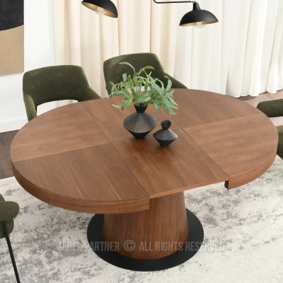 Kulatý rozkládací stůl 120(220)x120 TOPAZ - ořech / černý