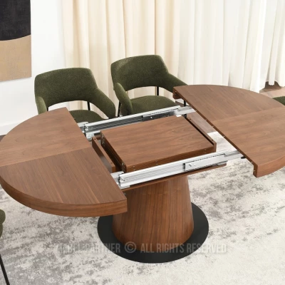 Kulatý rozkládací stůl 120(220)x120 TOPAZ - ořech / černý