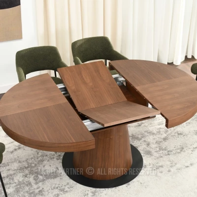 Kulatý rozkládací stůl 120(220)x120 TOPAZ - ořech / černý