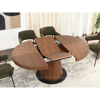 Kulatý rozkládací stůl 120(220)x120 TOPAZ - ořech / černý