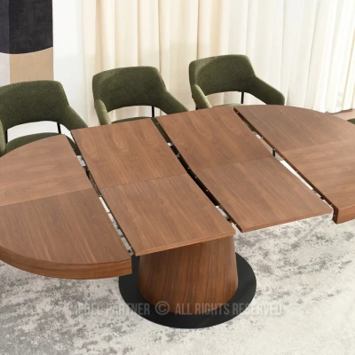 Kulatý rozkládací stůl 120(220)x120 TOPAZ - ořech / černý