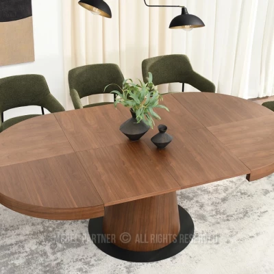 Kulatý rozkládací stůl 120(220)x120 TOPAZ - ořech / černý