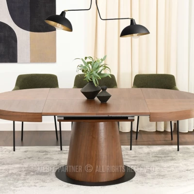 Kulatý rozkládací stůl 120(220)x120 TOPAZ - ořech / černý