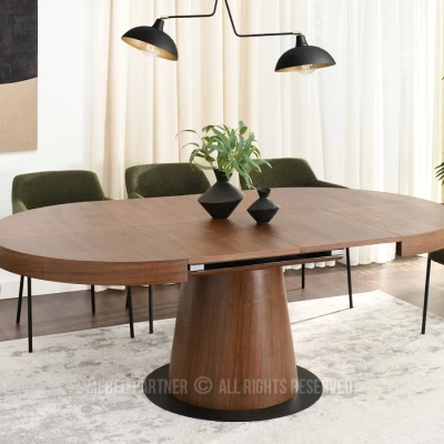 Kulatý rozkládací stůl 120(220)x120 TOPAZ - ořech / černý