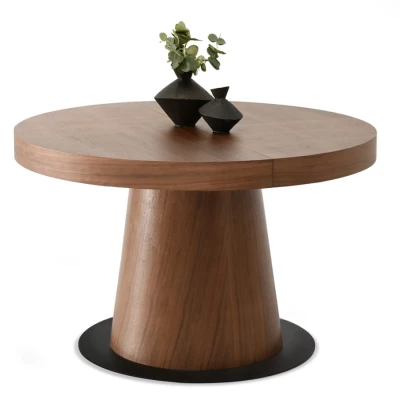 Kulatý rozkládací stůl 120(220)x120 TOPAZ - ořech / černý