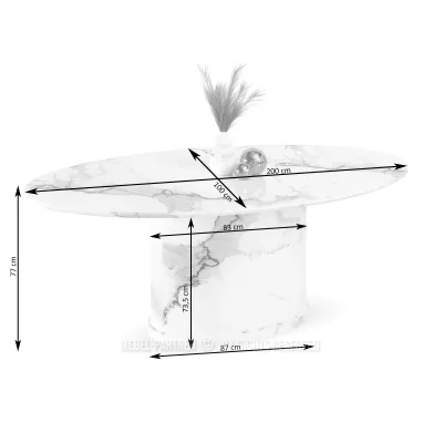 Designový oválný jídelní stůl 200x100 GERSON - černý mramor