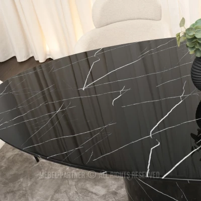 Designový oválný jídelní stůl 200x100 GERSON - černý mramor