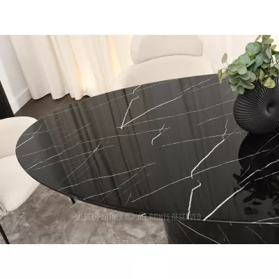 Designový oválný jídelní stůl 200x100 GERSON - černý mramor