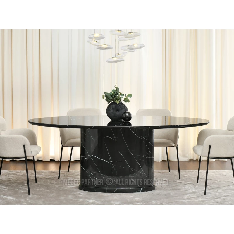 Designový oválný jídelní stůl 200x100 GERSON - černý mramor