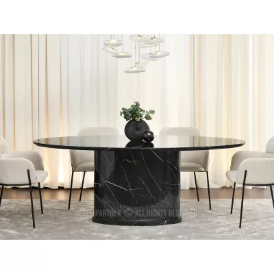 Designový oválný jídelní stůl 200x100 GERSON - černý mramor