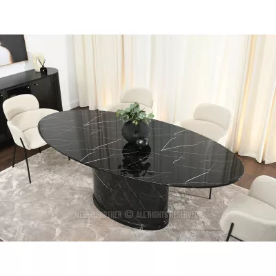 Designový oválný jídelní stůl 200x100 GERSON - černý mramor