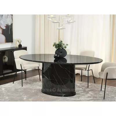 Designový oválný jídelní stůl 200x100 GERSON - černý mramor