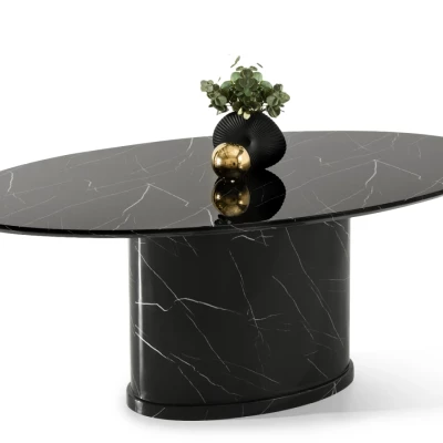 Designový oválný jídelní stůl 200x100 GERSON - černý mramor