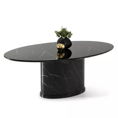 Designový oválný jídelní stůl 200x100 GERSON - černý mramor