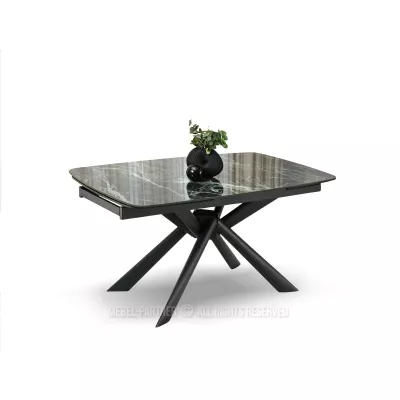 Rozkládací jídelní stůl 180(280)x98 NODIN - zelený mramor / černý