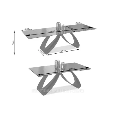 Rozkládací jídelní stůl 180(260)x95 EVONY - béžový mramor / černý