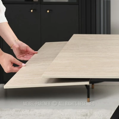 Rozkládací jídelní stůl 180(260)x95 EVONY - béžový / černý