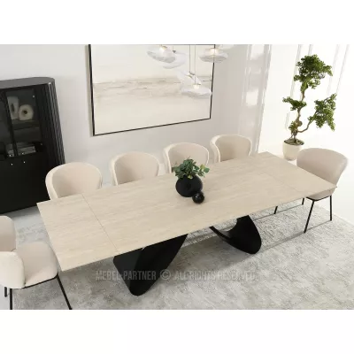 Rozkládací jídelní stůl 180(260)x95 EVONY - béžový / černý