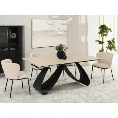 Rozkládací jídelní stůl 180(260)x95 EVONY - béžový / černý