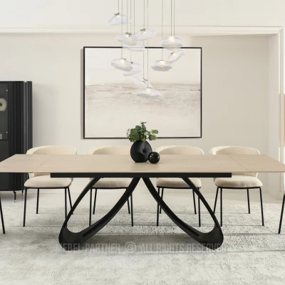 Rozkládací jídelní stůl 180(260)x95 EVONY - béžový / černý