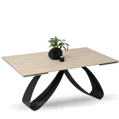 Rozkládací jídelní stůl 180(260)x95 EVONY - béžový / černý