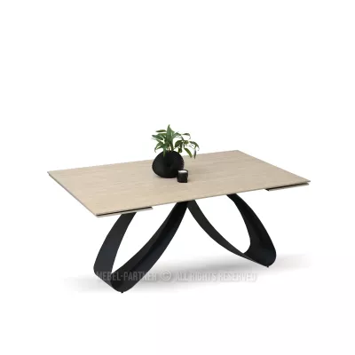 Rozkládací jídelní stůl 180(260)x95 EVONY - béžový / černý