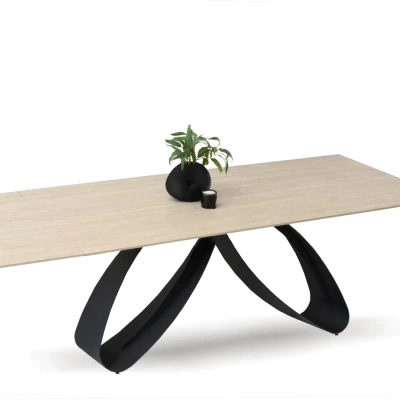 Rozkládací jídelní stůl 180(260)x95 EVONY - béžový / černý