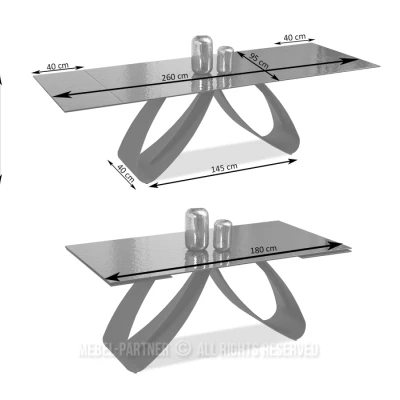 Rozkládací jídelní stůl 180(260)x95 EVONY - béžový / černý