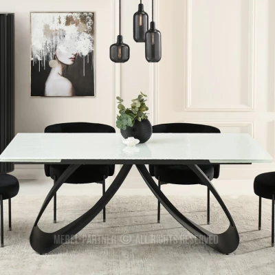 Rozkládací jídelní stůl 180(260)x95 EVONY - bílý / černý