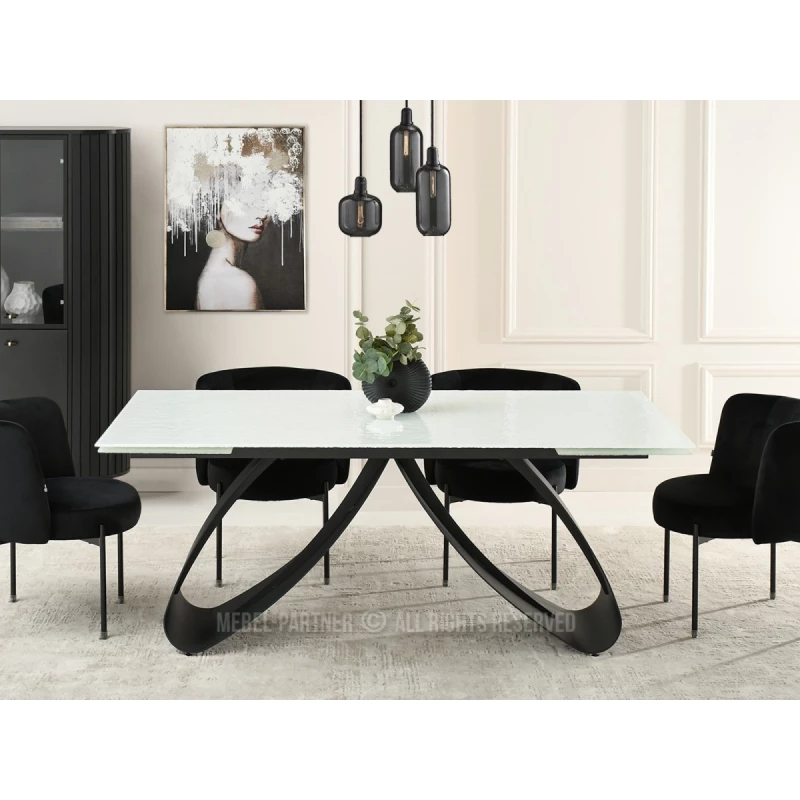 Rozkládací jídelní stůl 180(260)x95 EVONY - bílý / černý