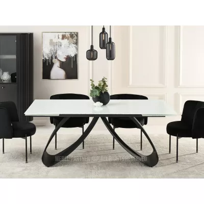 Rozkládací jídelní stůl 180(260)x95 EVONY - bílý / černý