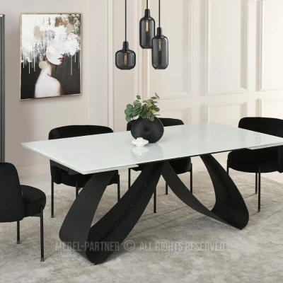 Rozkládací jídelní stůl 180(260)x95 EVONY - bílý / černý