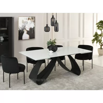 Rozkládací jídelní stůl 180(260)x95 EVONY - bílý / černý