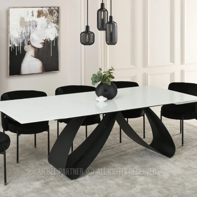 Rozkládací jídelní stůl 180(260)x95 EVONY - bílý / černý
