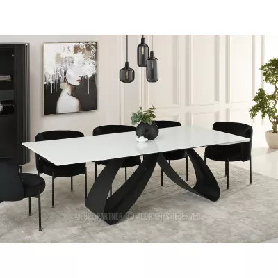 Rozkládací jídelní stůl 180(260)x95 EVONY - bílý / černý