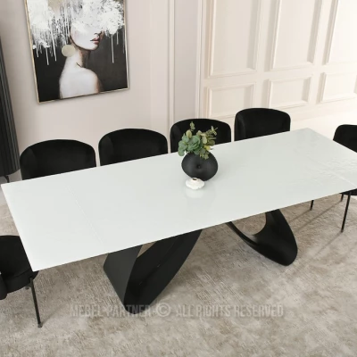 Rozkládací jídelní stůl 180(260)x95 EVONY - bílý / černý