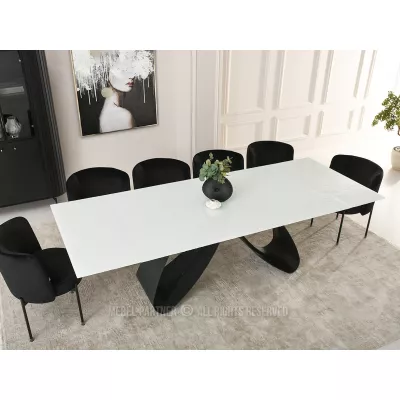 Rozkládací jídelní stůl 180(260)x95 EVONY - bílý / černý